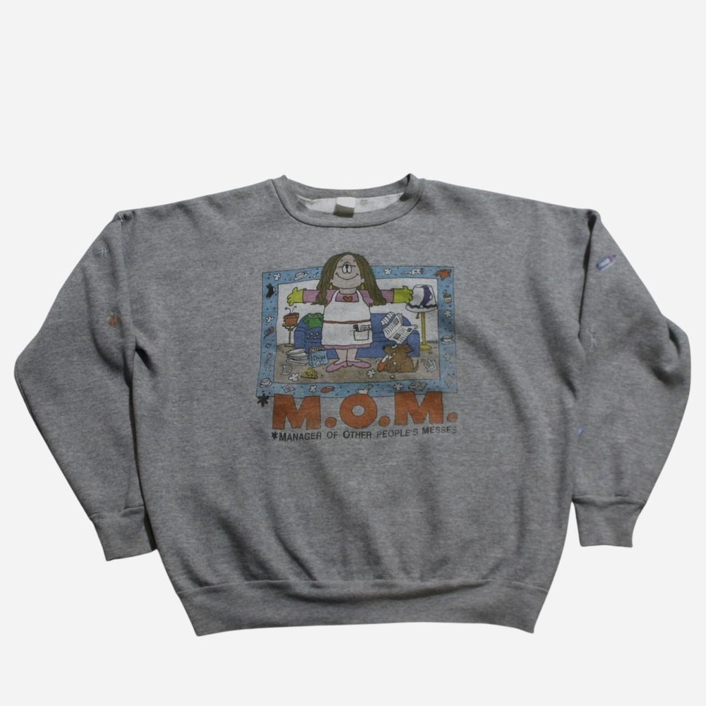 Womens Vintage 90s Skater Comedy Streetwear Grey Mom Crewneck Sweatshirt